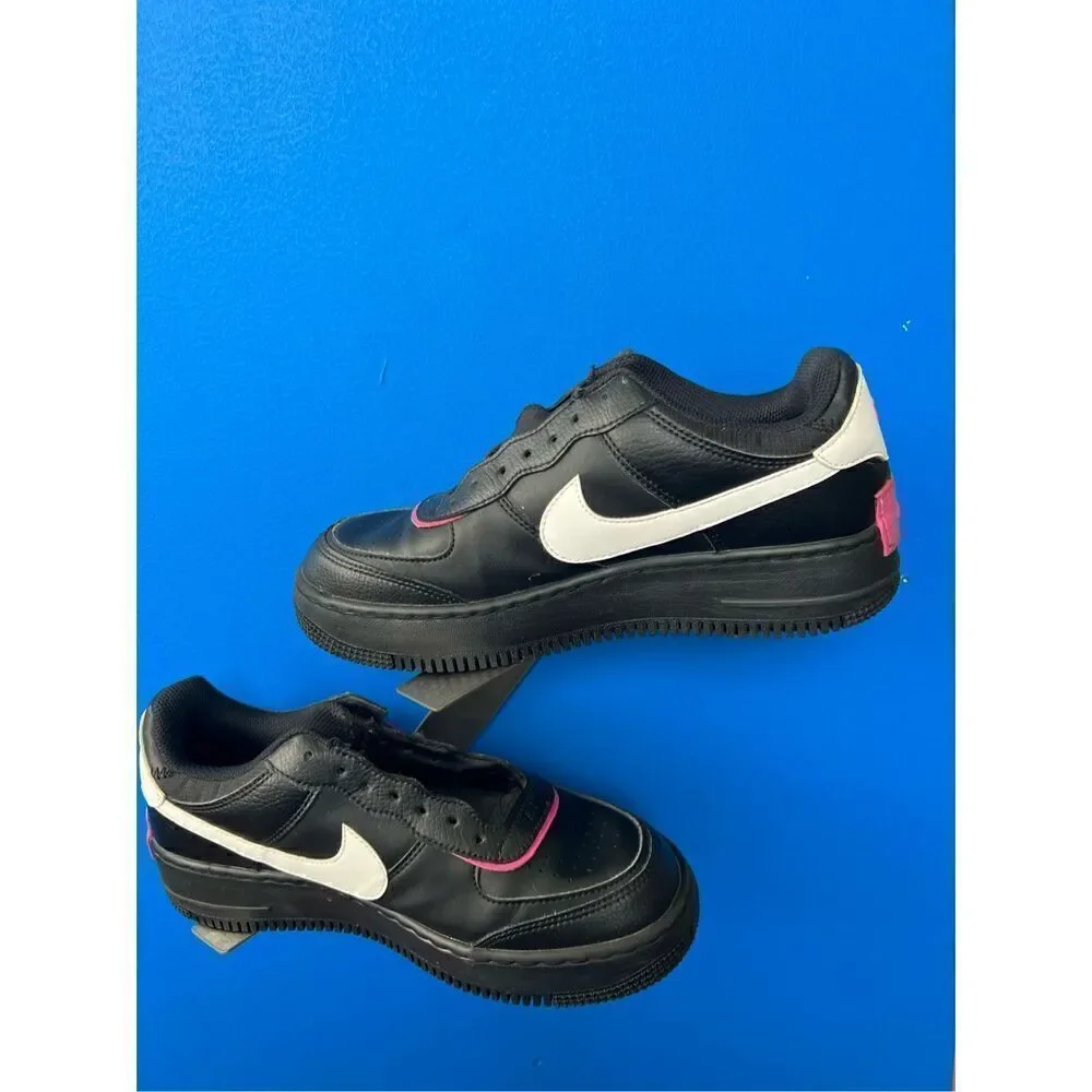Nike Air Force Low Shadow Black Pink Patches Retro CU4743-001 Women's Size 9 M n